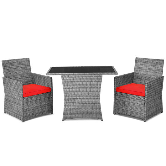  - 3 Pieces Patio Rattan Furniture Set with Cushioned Armrest Sofa - Outdoor Style Company