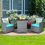  - 3 Pieces Patio Rattan Furniture Set with Cushioned Armrest Sofa - Outdoor Style Company