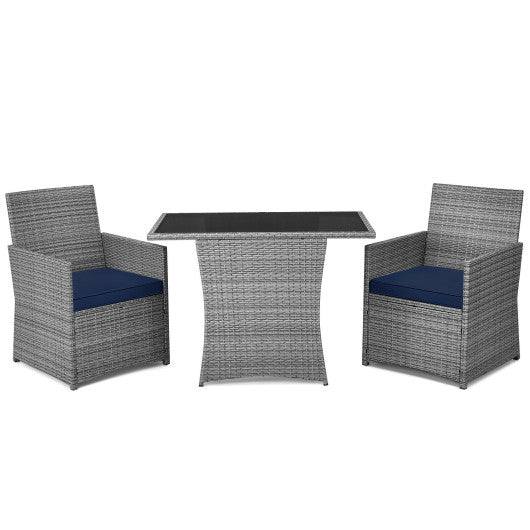  - 3 Pieces Patio Rattan Furniture Set with Cushioned Armrest Sofa - Outdoor Style Company