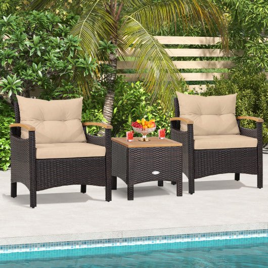  - 3 Pieces Patio Rattan Furniture Set with Removable Cushions - Outdoor Style Company