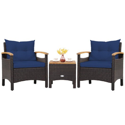  - 3 Pieces Patio Rattan Furniture Set with Removable Cushions - Outdoor Style Company