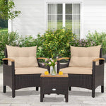  - 3 Pieces Patio Rattan Furniture Set with Removable Cushions - Outdoor Style Company