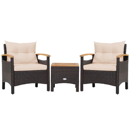  - 3 Pieces Patio Rattan Furniture Set with Removable Cushions - Outdoor Style Company