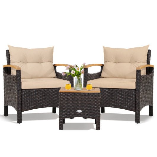  - 3 Pieces Patio Rattan Furniture Set with Removable Cushions - Outdoor Style Company