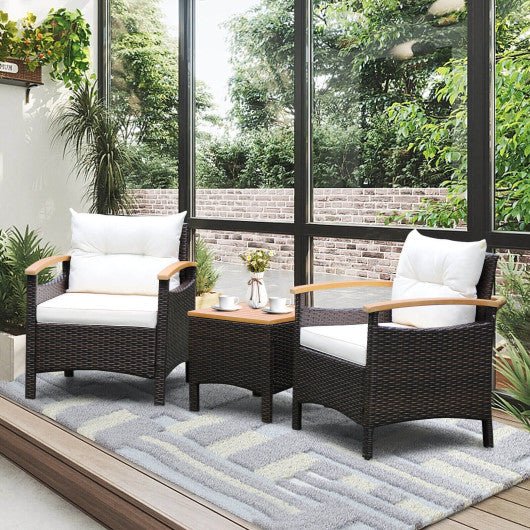  - 3 Pieces Patio Rattan Furniture Set with Removable Cushions - Outdoor Style Company