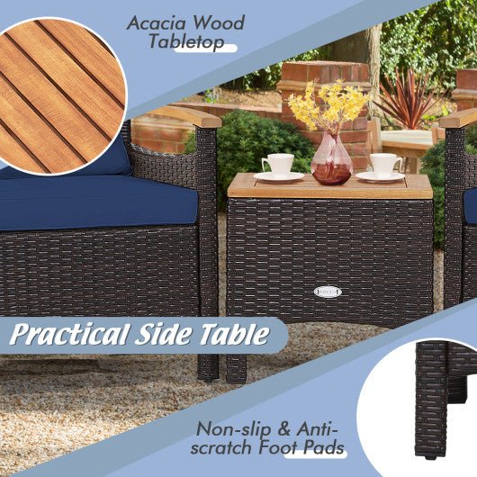  - 3 Pieces Patio Rattan Furniture Set with Removable Cushions - Outdoor Style Company