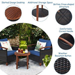  - 3 Pieces Patio Rattan Furniture Set with Washable Cushion and Acacia Wood Tabletop - Outdoor Style Company