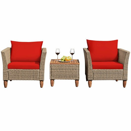  - 3 Pieces Patio Rattan Furniture Set with Washable Cushion for Yard Porch - Outdoor Style Company