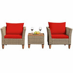  - 3 Pieces Patio Rattan Furniture Set with Washable Cushion for Yard Porch - Outdoor Style Company