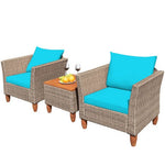  - 3 Pieces Patio Rattan Furniture Set with Washable Cushion for Yard Porch - Outdoor Style Company