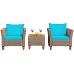  - 3 Pieces Patio Rattan Furniture Set with Washable Cushion for Yard Porch - Outdoor Style Company