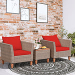  - 3 Pieces Patio Rattan Furniture Set with Washable Cushion for Yard Porch - Outdoor Style Company