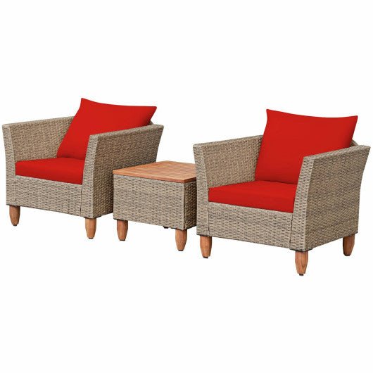  - 3 Pieces Patio Rattan Furniture Set with Washable Cushion for Yard Porch - Outdoor Style Company