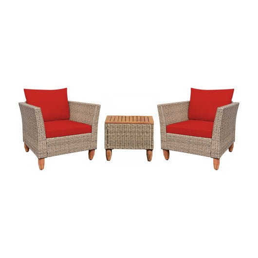  - 3 Pieces Patio Rattan Furniture Set with Washable Cushion for Yard Porch - Outdoor Style Company