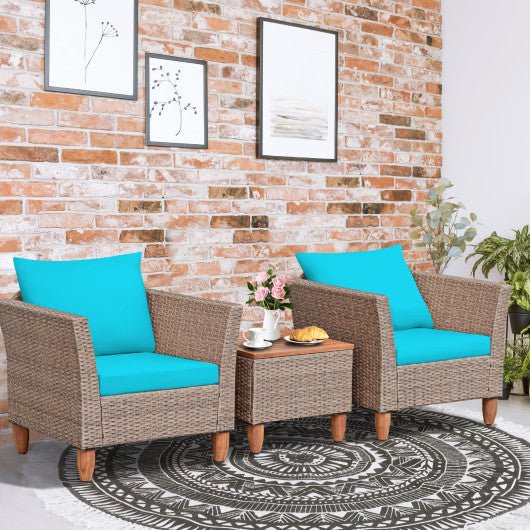  - 3 Pieces Patio Rattan Furniture Set with Washable Cushion for Yard Porch - Outdoor Style Company