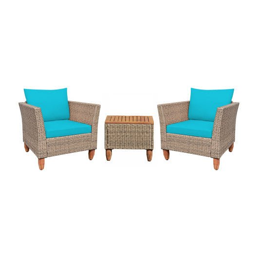  - 3 Pieces Patio Rattan Furniture Set with Washable Cushion for Yard Porch - Outdoor Style Company