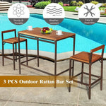  - 3 Pieces Patio Rattan Wicker Bar Dining Furniture Set - Outdoor Style Company