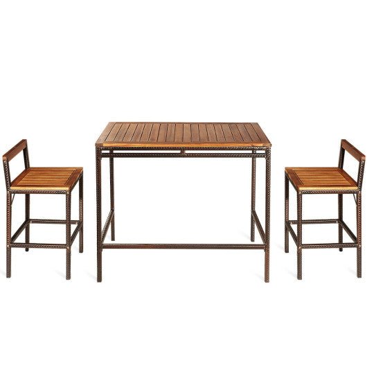  - 3 Pieces Patio Rattan Wicker Bar Dining Furniture Set - Outdoor Style Company