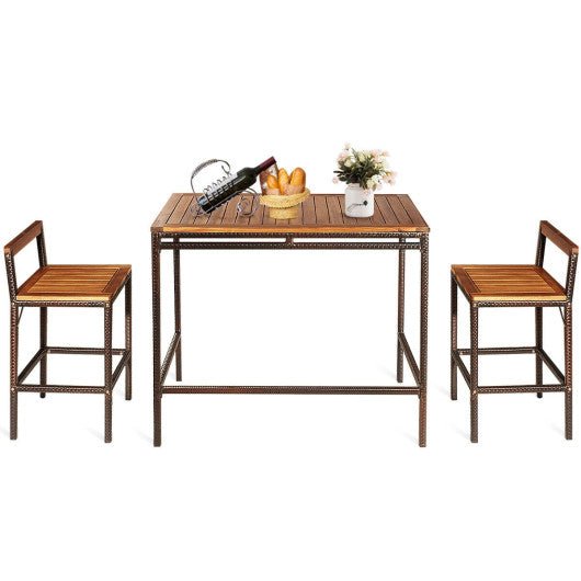  - 3 Pieces Patio Rattan Wicker Bar Dining Furniture Set - Outdoor Style Company