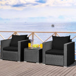  - 3 Pieces Patio Wicker Conversation Set with Cushion - Outdoor Style Company