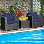  - 3 Pieces Patio Wicker Conversation Set with Cushion - Outdoor Style Company