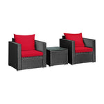  - 3 Pieces Patio Wicker Conversation Set with Cushion - Outdoor Style Company