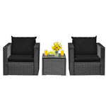  - 3 Pieces Patio Wicker Conversation Set with Cushion - Outdoor Style Company