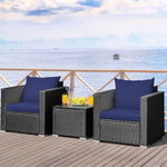  - 3 Pieces Patio Wicker Conversation Set with Cushion - Outdoor Style Company