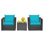  - 3 Pieces Patio Wicker Conversation Set with Cushion - Outdoor Style Company