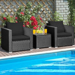  - 3 Pieces Patio Wicker Conversation Set with Cushion - Outdoor Style Company