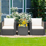  - 3 Pieces Patio Wicker Conversation Set with Cushion - Outdoor Style Company