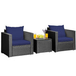  - 3 Pieces Patio Wicker Conversation Set with Cushion - Outdoor Style Company