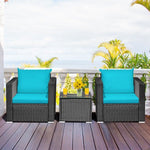  - 3 Pieces Patio Wicker Conversation Set with Cushion - Outdoor Style Company