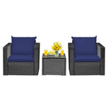  - 3 Pieces Patio Wicker Conversation Set with Cushion - Outdoor Style Company