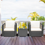  - 3 Pieces Patio Wicker Conversation Set with Cushion - Outdoor Style Company