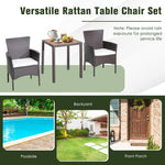  - 3 Pieces Patio Wicker Furniture Set wih Acacia Wood Table Top and Chair Cushiones - Outdoor Style Company