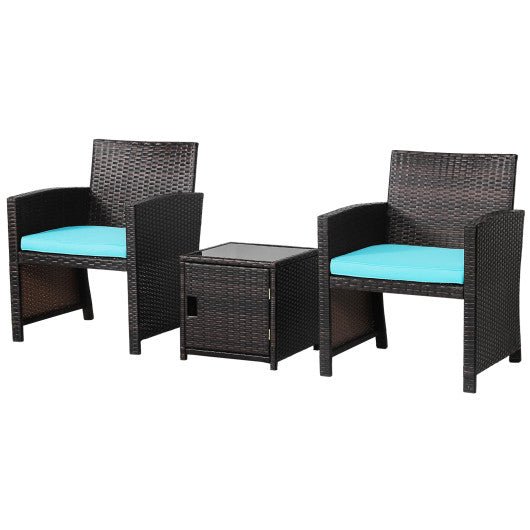  - 3 Pieces Patio Wicker Furniture Set with Storage Table and Protective Cover - Outdoor Style Company