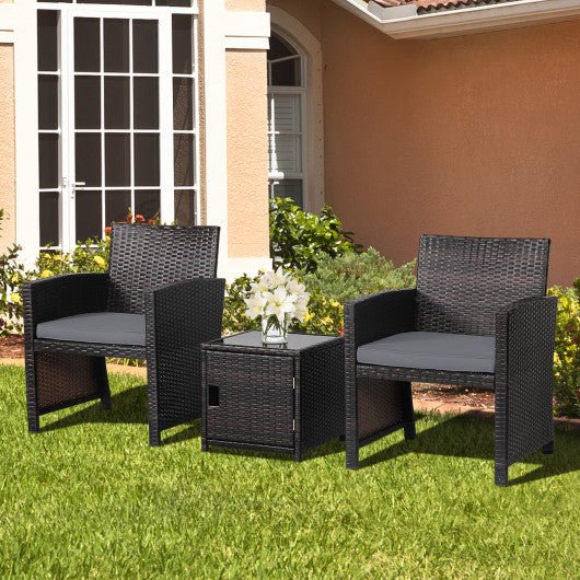  - 3 Pieces Patio Wicker Furniture Set with Storage Table and Protective Cover - Outdoor Style Company