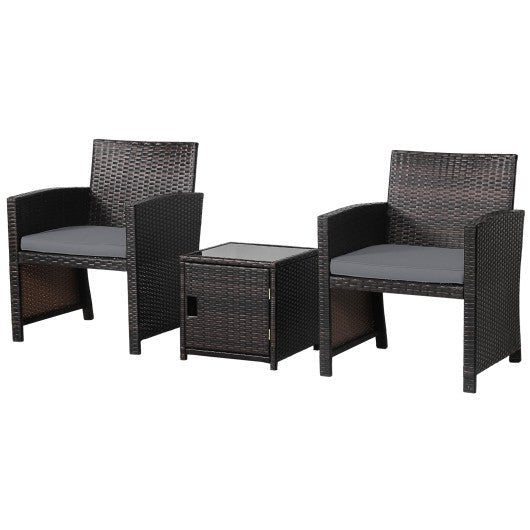  - 3 Pieces Patio Wicker Furniture Set with Storage Table and Protective Cover - Outdoor Style Company