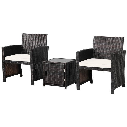  - 3 Pieces Patio Wicker Furniture Set with Storage Table and Protective Cover - Outdoor Style Company