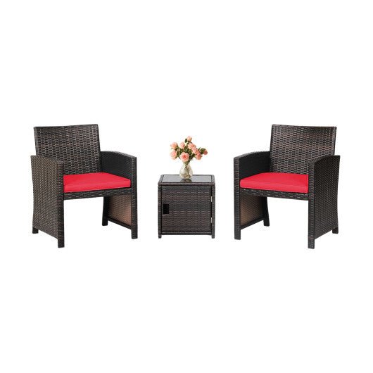  - 3 Pieces Patio Wicker Furniture Set with Storage Table and Protective Cover - Outdoor Style Company