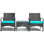  - 3 Pieces Patio Wicker Rattan Furniture Set with Cushion for Lawn Backyard - Outdoor Style Company