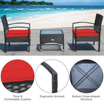  - 3 Pieces Patio Wicker Rattan Furniture Set with Cushion for Lawn Backyard - Outdoor Style Company