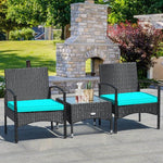  - 3 Pieces Patio Wicker Rattan Furniture Set with Cushion for Lawn Backyard - Outdoor Style Company