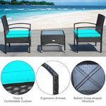  - 3 Pieces Patio Wicker Rattan Furniture Set with Cushion for Lawn Backyard - Outdoor Style Company