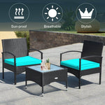  - 3 Pieces Patio Wicker Rattan Furniture Set with Cushion for Lawn Backyard - Outdoor Style Company