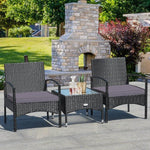  - 3 Pieces Patio Wicker Rattan Furniture Set with Cushion for Lawn Backyard - Outdoor Style Company