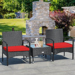  - 3 Pieces Patio Wicker Rattan Furniture Set with Cushion for Lawn Backyard - Outdoor Style Company