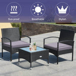  - 3 Pieces Patio Wicker Rattan Furniture Set with Cushion for Lawn Backyard - Outdoor Style Company