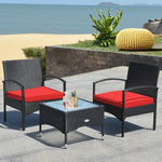  - 3 Pieces Patio Wicker Rattan Furniture Set with Cushion for Lawn Backyard - Outdoor Style Company